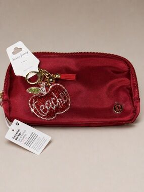 Lululemon Everywhere Belt Bag Red Satin Cherry Charm Keychain Bundle NWT